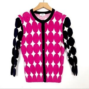 Crown & Ivy polka dot cardigan pink white navy fun cute y2k style 2000s bright